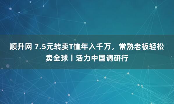 顺升网 7.5元转卖T恤年入千万,常熟老板轻松卖全球丨活力中国调研行